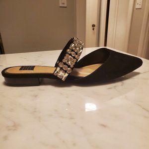 WHBM Never worn Black Suede Mule Flats